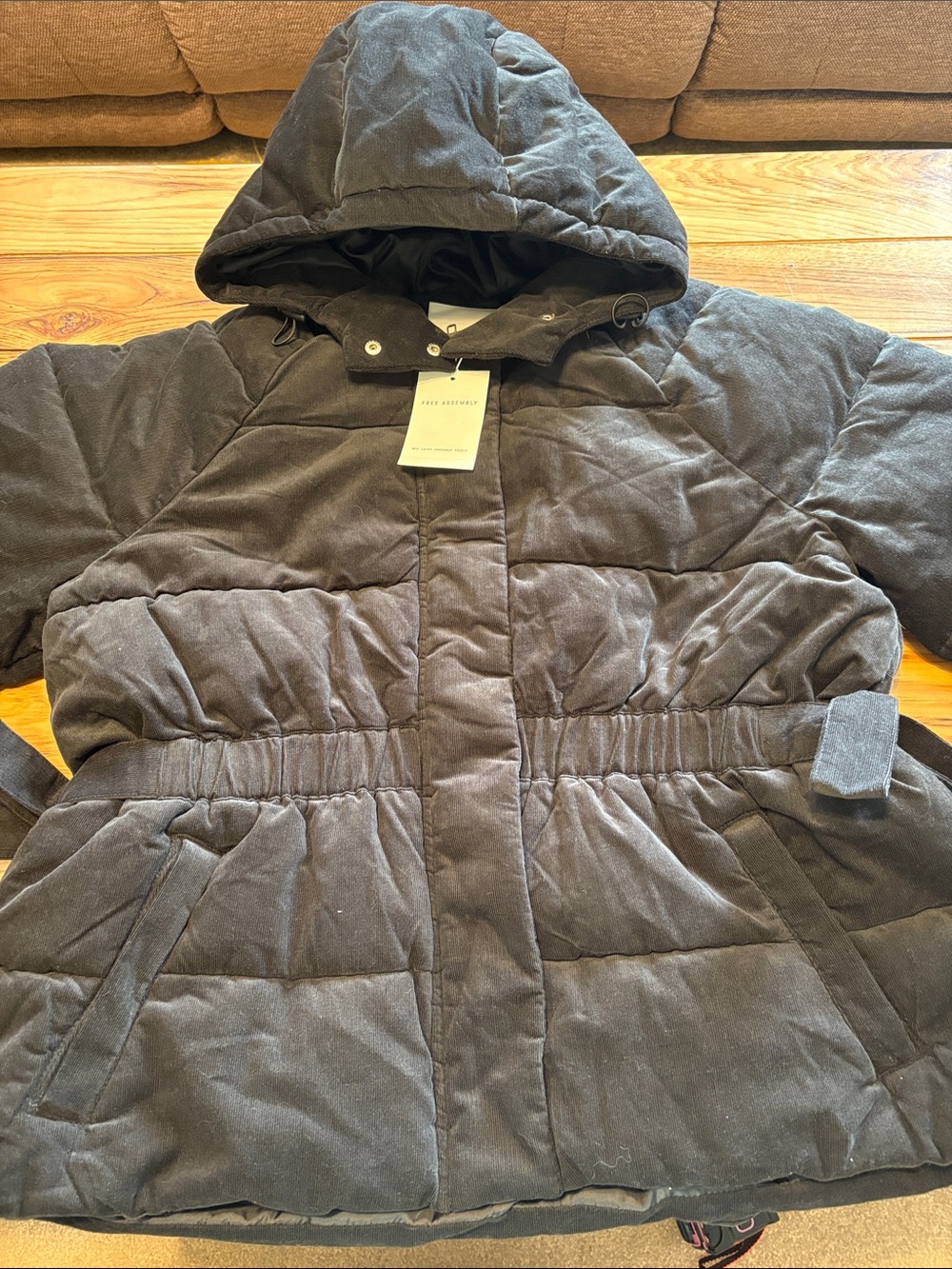 Free Assembly Quilted Hooded Puffer Jacket in black NWT